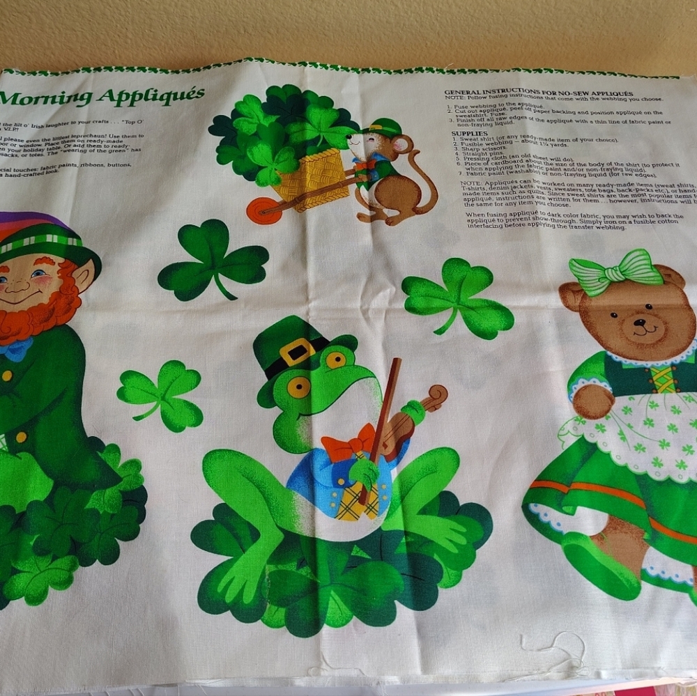 Cranston Print Works Top' O The Morning Irish Appliques Fabric Panel Sewing